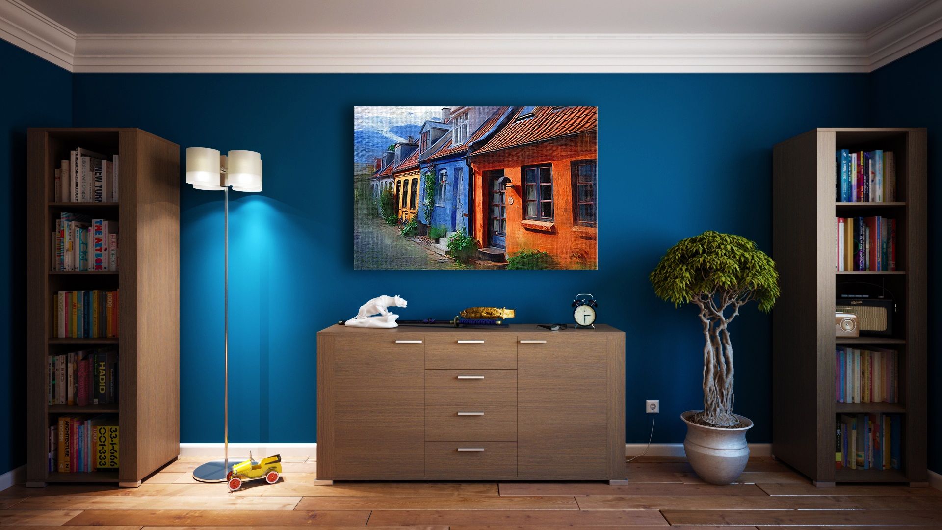 Décoration murale bleue