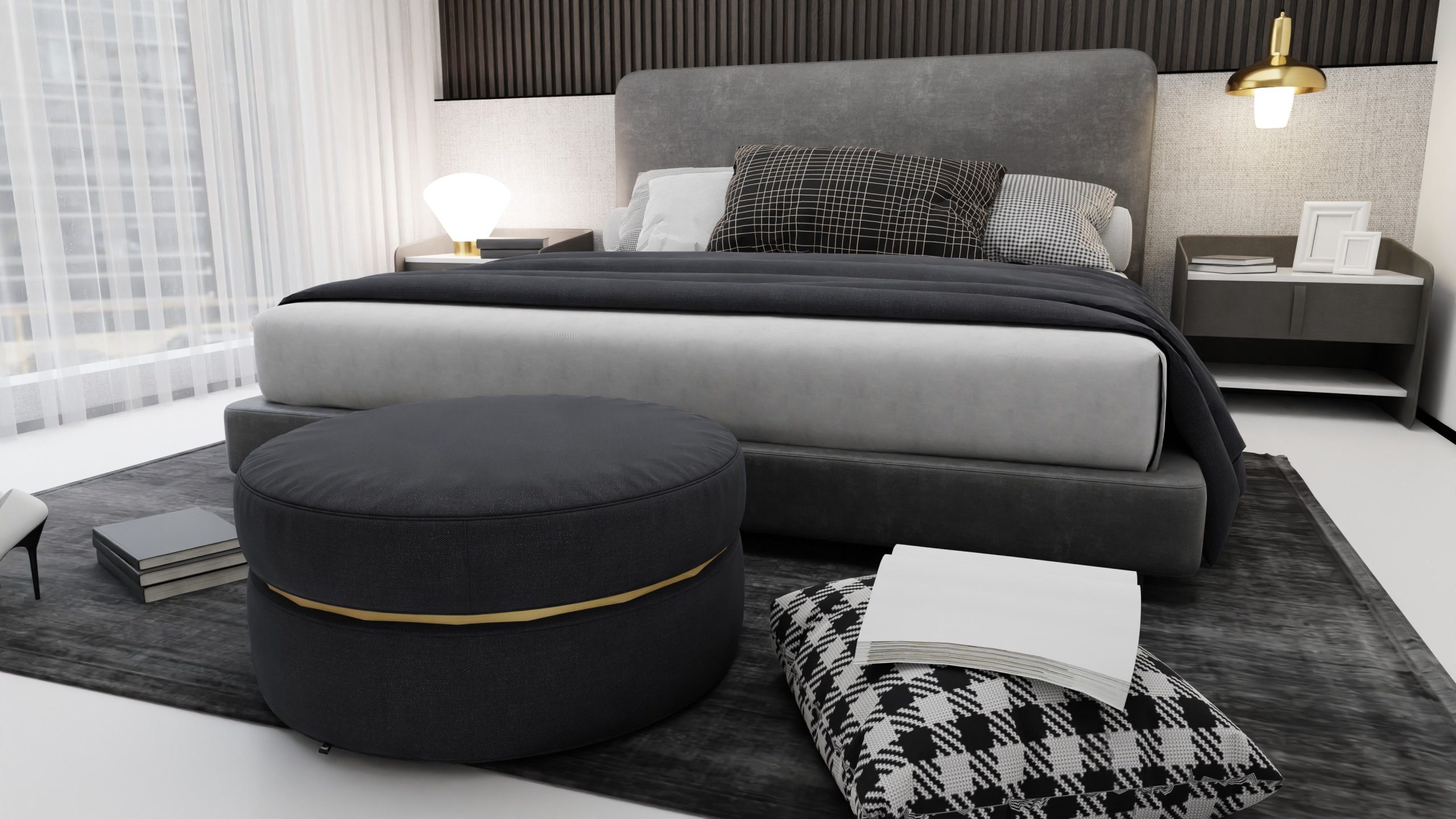 Chambre scandinave chic avec mobilier moderne