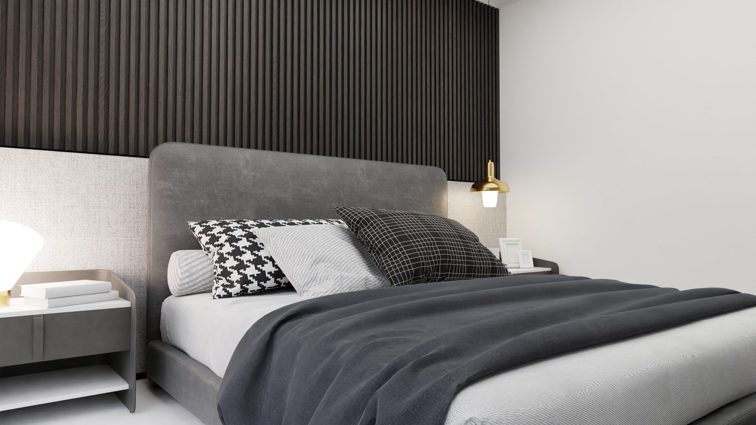 Chambre style scandinave noir blanc design